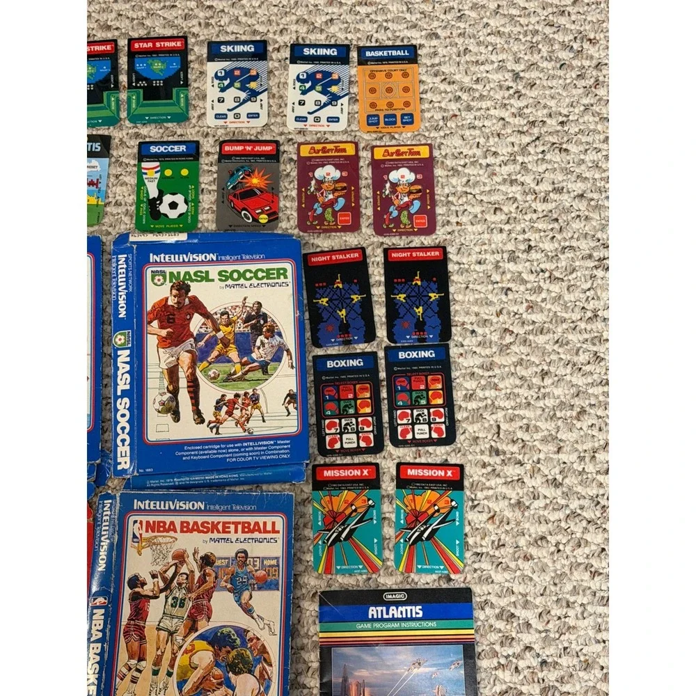 HUGE Lot of  Vintage Intellivision Games Boxes Instructions Overlays & More!